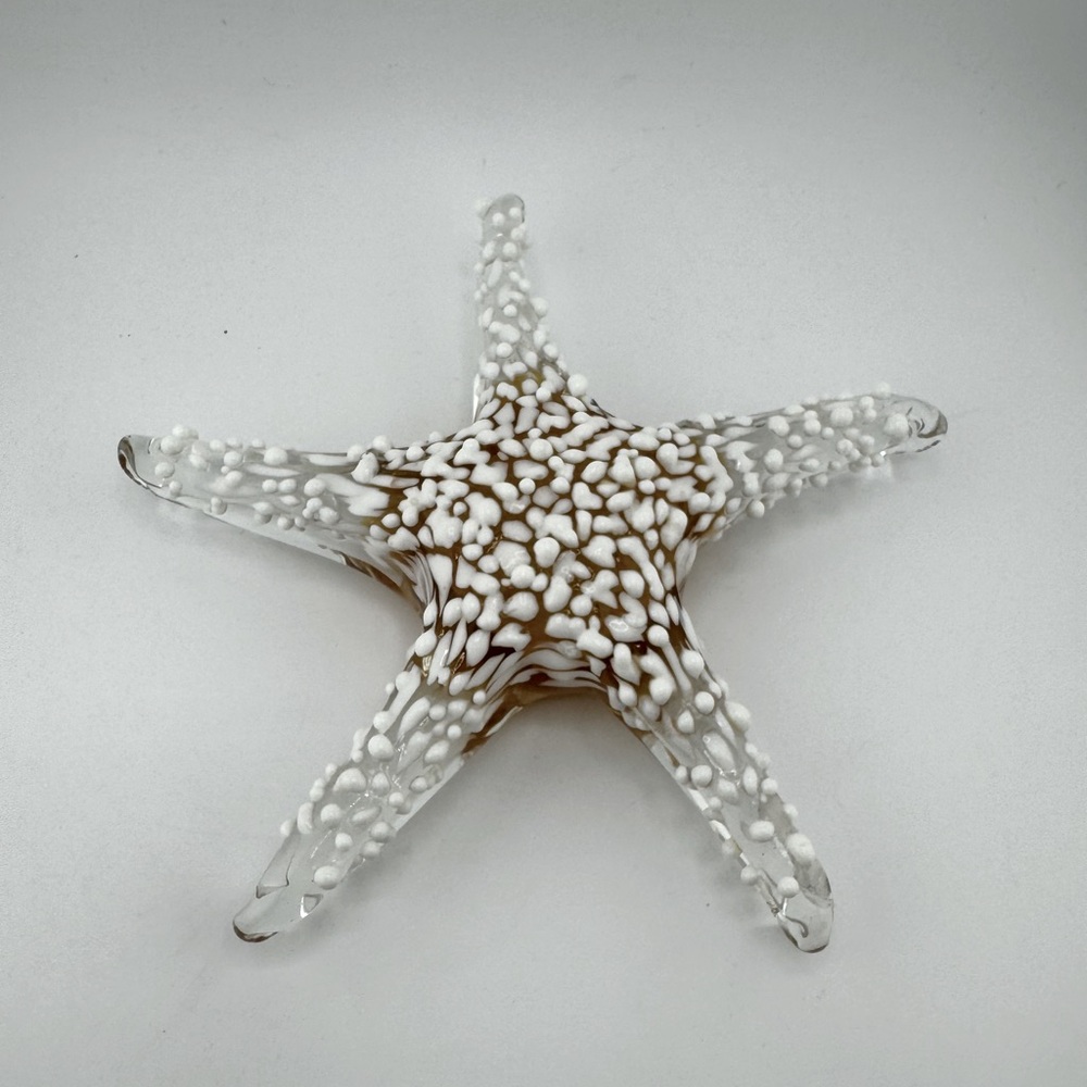 Handblown Glass White and Brown Starfish Glass Art